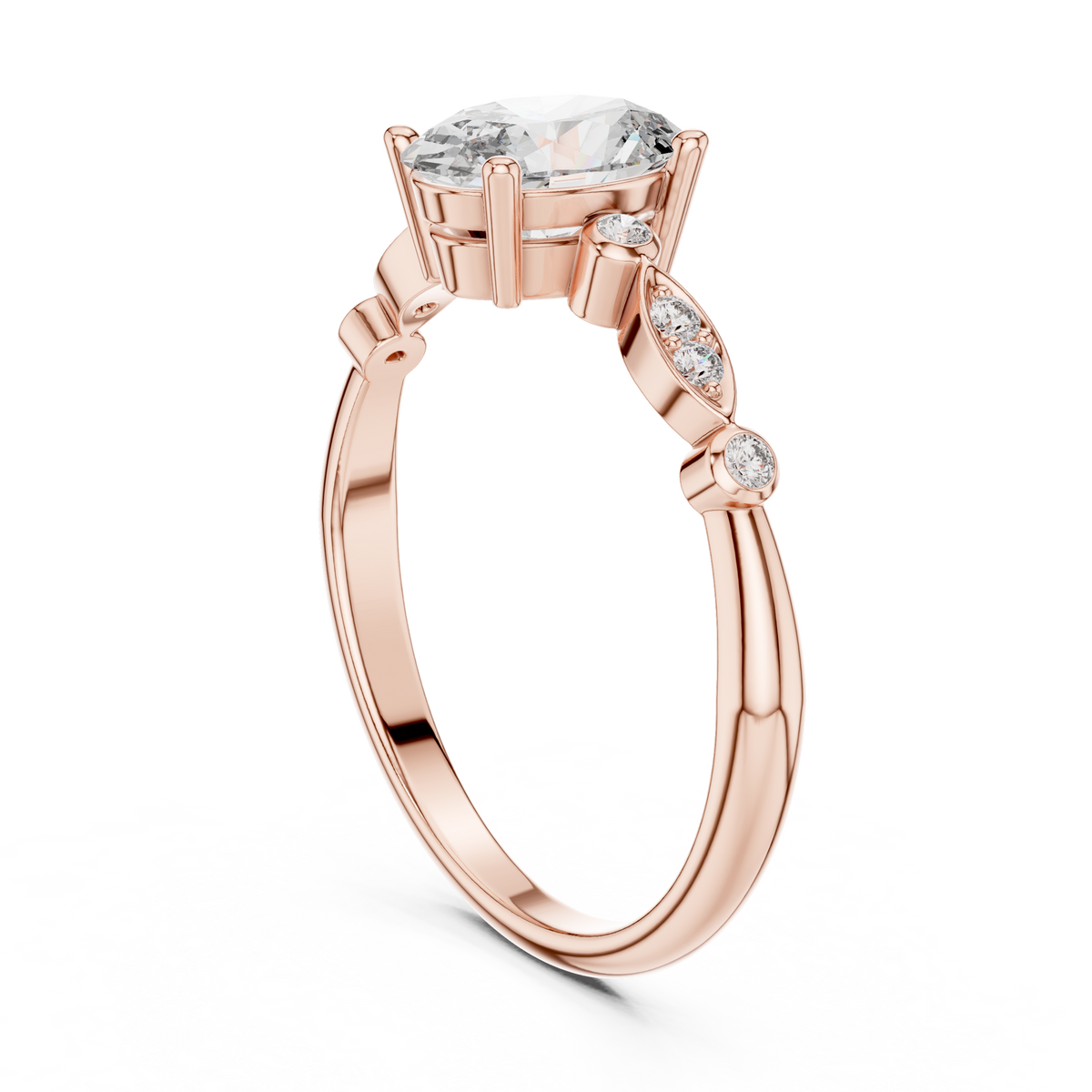 Classic Round Solitaire Pave Engagement Ring