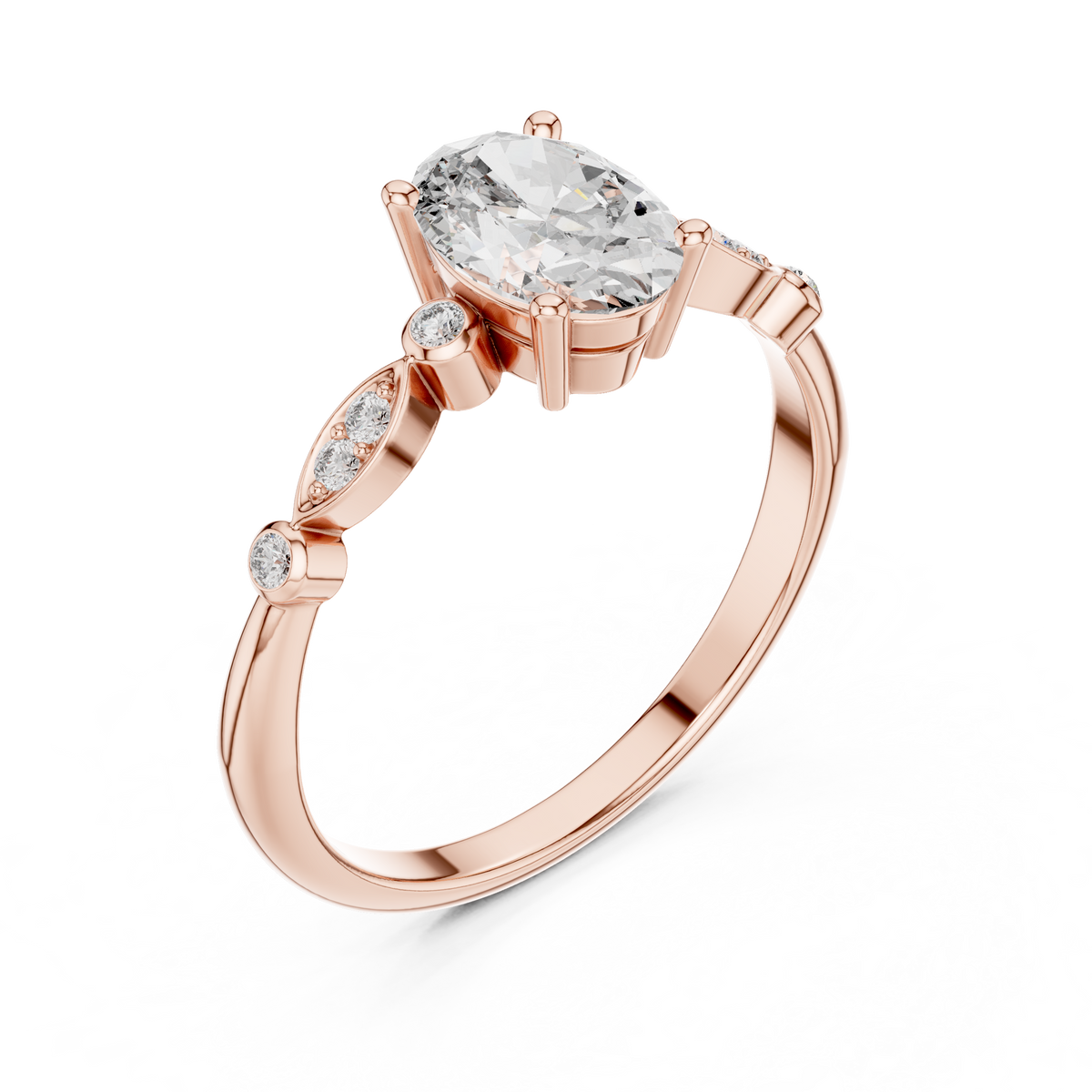 Classic Round Solitaire Pave Engagement Ring