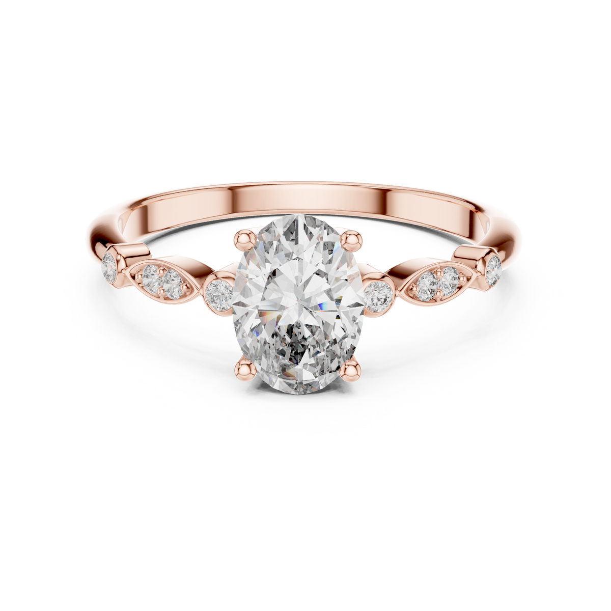 Classic Round Solitaire Pave Engagement Ring