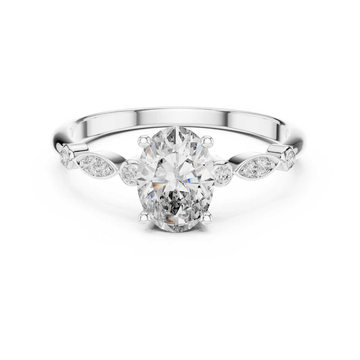 Classic Round Solitaire Pave Engagement Ring