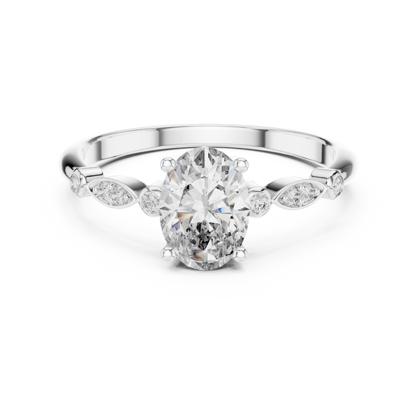 Classic Round Solitaire Pave Engagement Ring