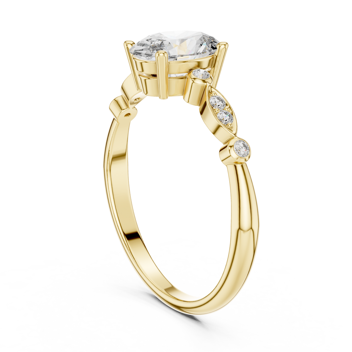 Classic Round Solitaire Pave Engagement Ring