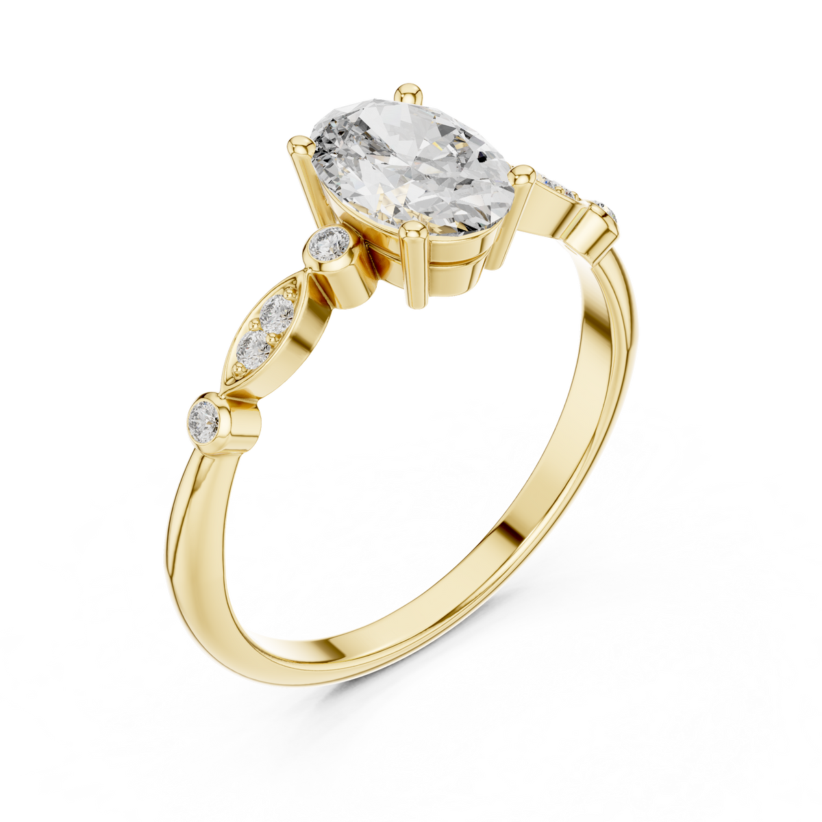Classic Round Solitaire Pave Engagement Ring