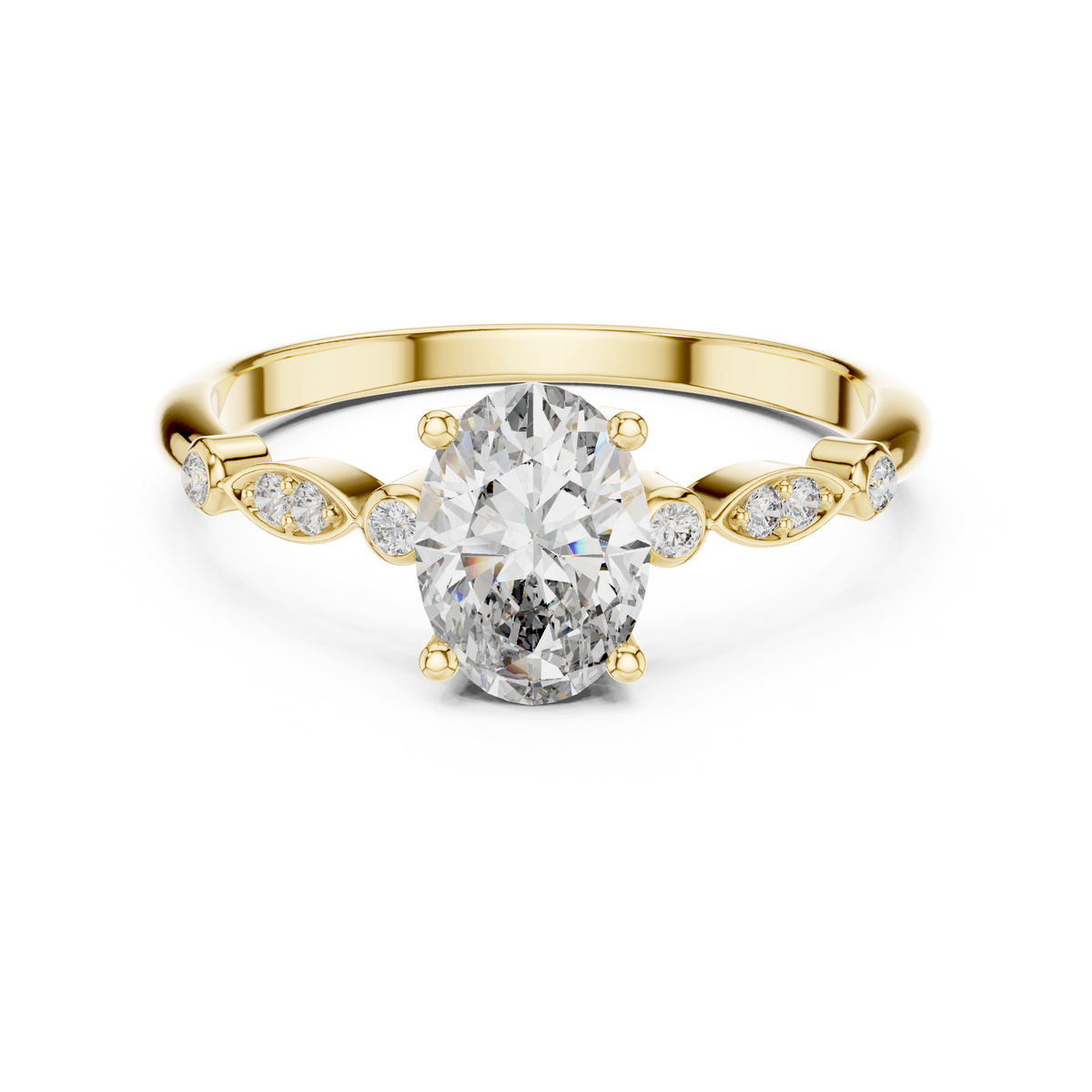 Classic Round Solitaire Pave Engagement Ring