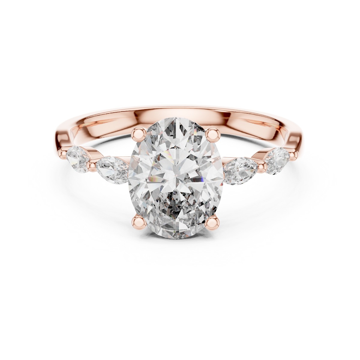 Radiant Cut Ring with Marquise Side Stones