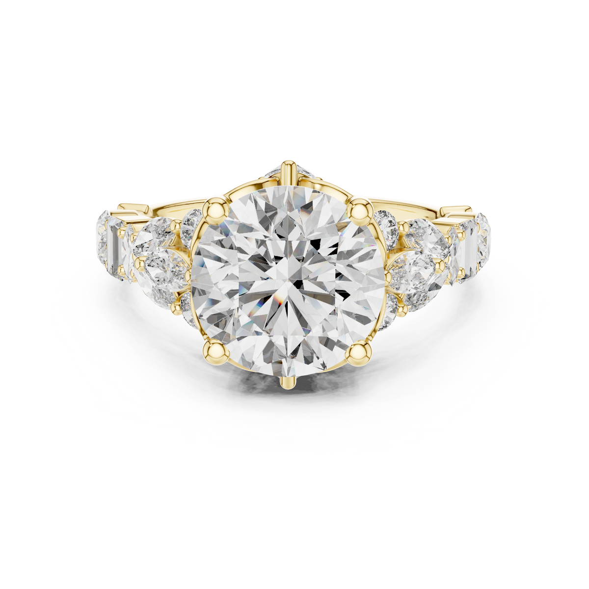 4.04ctw Round Cut Center Multi-Shape Cluster Engagement Ring in Rose Gold