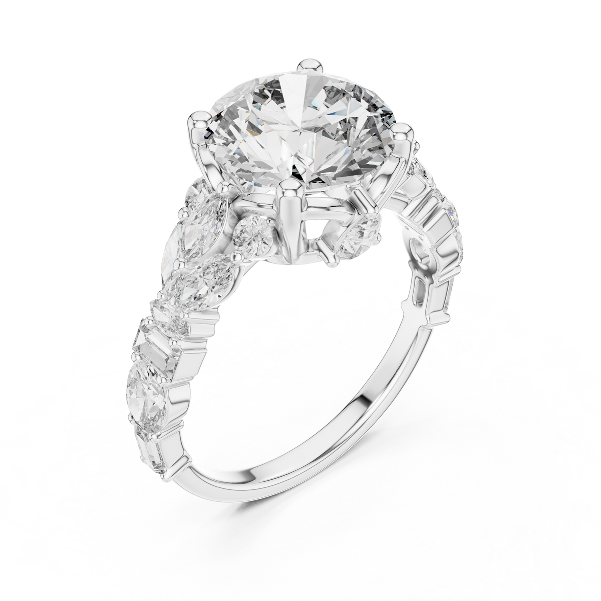 4.04ctw Round Cut Center Multi-Shape Cluster Engagement Ring in Rose Gold